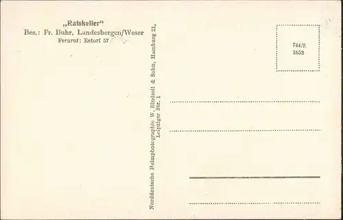 Ansichtskarte Landesbergen (Weser) Ratskeller - innen 1932
