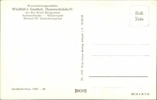 Hammerbrücke-Muldenhammer Kommissionsgaststätte Weidlich's Gasthof  1963