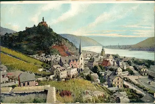 Ansichtskarte Braubach Marksburg Panorama Blick auf Ort und Rhein Tal 1910