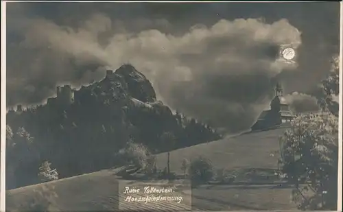 Tollenstein Georgenthal Rozhled Jiřetín pod Jedlovou Fotokunst Mondschein 1929