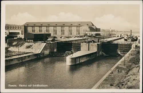 Ansichtskarte Passau Kachtel mit Schiffschleuse 1930