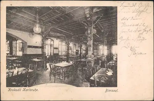 Ansichtskarte Karlsruhe Krokodil - Biersaal 1907