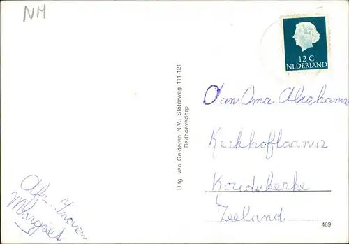Postkaart Badhoevedorp-Haarlemmermeer 4 Bild, Autos Häuser 1965
