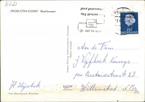 Postkaart Beekbergen-Apeldoorn TROELSTRA-OORD Luftbild 1973