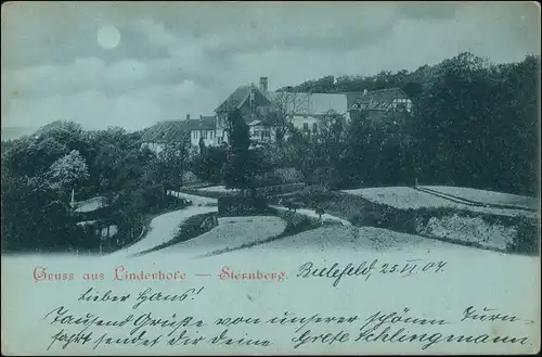 Ansichtskarte Linderhofe-Extertal Straße Mondscheinlitho 1904