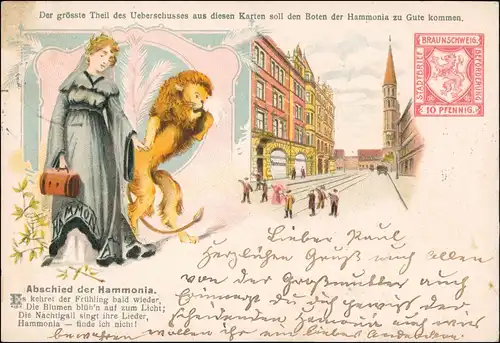 Ansichtskarte Litho AK Braunschweig Straße Abschied von der Stadtpost 1904