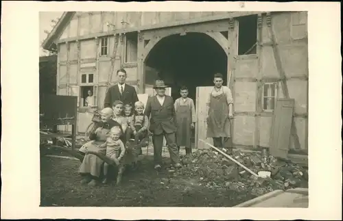 Familienfoto Gutshaus, Fahrrad Schupkarre, Arbeiter, Beruf 1939 Privatfoto