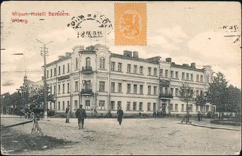Postcard Viipuri Wyborg Выборг Wiborg Hotel, Straße Karelien  1920