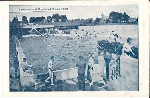 Ansichtskarte  Militaria Schwimm und Sonnenbad 9. Res. Korp 1917