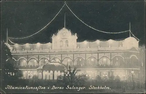 Postcard Stockholm Illuminationsafton i Berns Salonger 1912