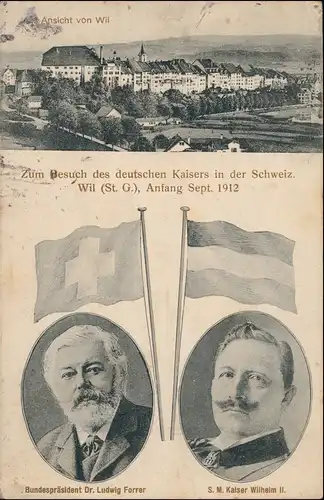 Ansichtskarte Wil SG September Besuch des Deutschen Kaisers 1912