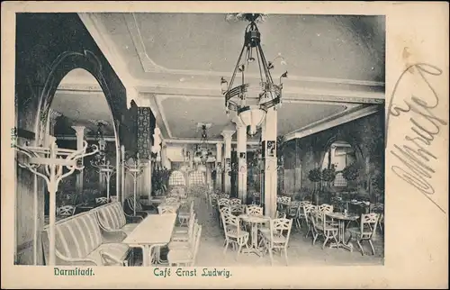 Ansichtskarte Darmstadt Cafe Ernst Ludwig -Saal Rheinstraße 1910