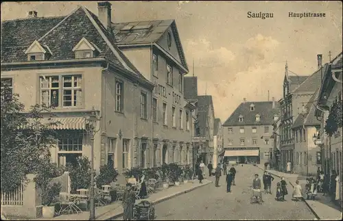 Ansichtskarte Bad Saulgau Hauptstraße, Hotel Post 1922