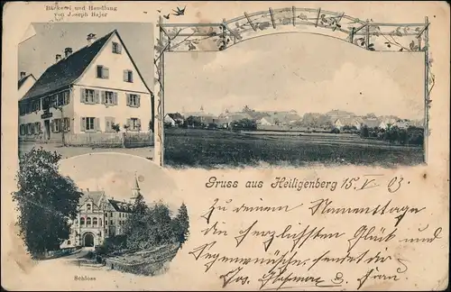 Heiligenberg (Bodenseekreis) 3 Bild: Bäckerei, Stadt, Schloss 1903