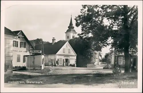 Ansichtskarte Halbenrain Straße, Friseur - Gasthaus 1951