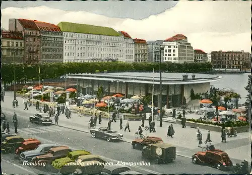 Hamburg Jungfernstieg Auto Autos Cabrio Verkehr am Alster-Pavillon 1955