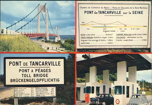 CPA Tancarville Brücke Pont de Tancarville Mautstelle Ente 1965