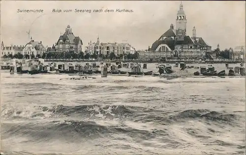 Postcard Swinemünde Świnoujście Blick vom Seesteg zum Kurhaus 1913