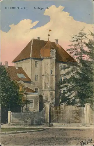 Ansichtskarte Seesen Partie am Amtsgericht (coloriert) 1928