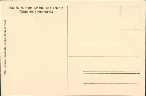 Ansichtskarte Bad Teinach-Zavelstein Bad Hotel - Hans Schanz 1922