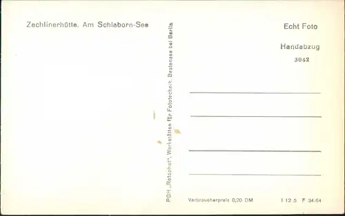 Zechlinerhütte/Mark-Rheinsberg Partie am Schlabornsee DDR Postkarte 1964