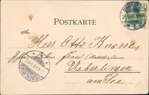 Ansichtskarte Mannheim Vogelschau mit Ludwigshafen 1905