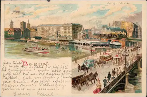 Mitte-Berlin Jannowitzbrücke - Künstlerkarte Verkehr Station 1901