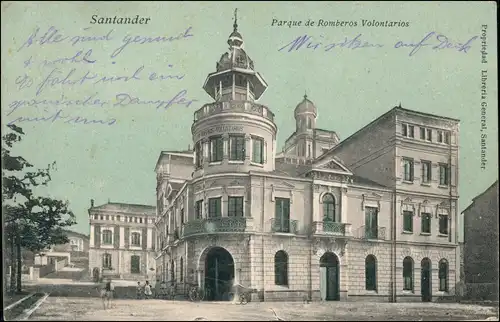 Postales Santander Parque de Romberos Volontaires 1918