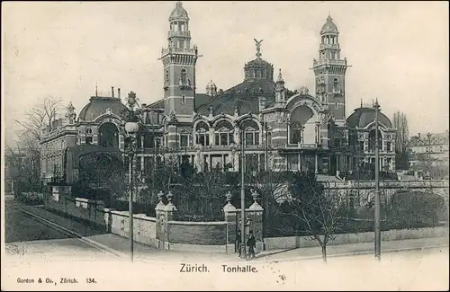Ansichtskarte Zürich Straßenpartie Tonhalle 1906