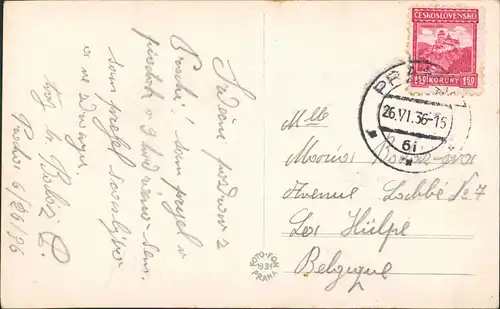 Postcard Prag Praha Bahnhof bei Masaryka 1931