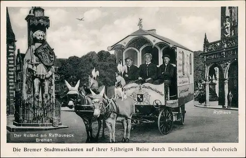 Ansichtskarte Bremen Die Bremer Stadtmusikanten - Fotomontage 1934
