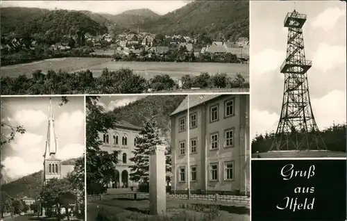 Ansichtskarte Ilfeld-Harztor Markt, Stadt, Aussichtsturm 1970