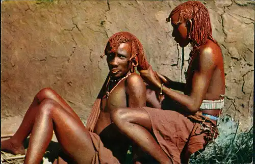 Ansichtskarte  Masai Krieger Typen Afrika Hairdressing 1964