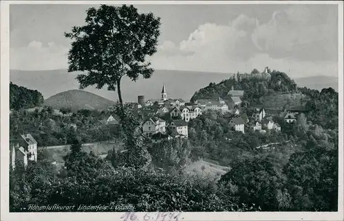 Lindenfels (Bergstraße) Panorama-Ansicht Odenwald Fernblick 1940