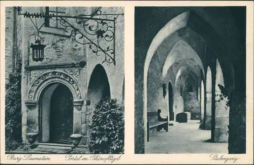 Lauenstein-Ludwigsstadt Burg Castle, Portal Thünaflügel und Säulengang 1925