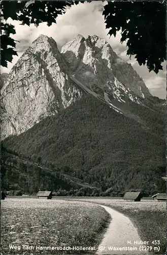 Hammersbach-Grainau Umlandansicht Höllental mit Gr. Waxenstein Berg   1955