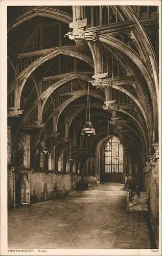 Postcard London Westminster Hall Insight View Innenansicht 1920