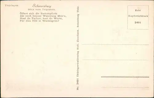 Schwarzburg Trippsteinhäuschen Trippstein Panorama-Ansichten 1920