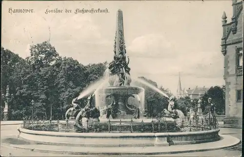 Ansichtskarte Hannover Denkmal Fontäne Flußwasserkunst Springbrunnen 1906