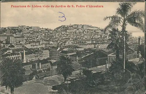 Postcard Lissabon Panorama Lisboa visto Jardim S. Pedro Alcantara 1925