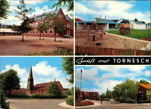 Tornesch Stadtteilansichten Spielplatz Kirche Strasse mit VW Käfer 1976