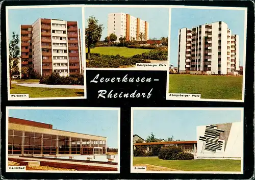 Leverkusen RHEINDORF Fotos Warthestr. Königsberger Platz Hallenbad Schule 1975