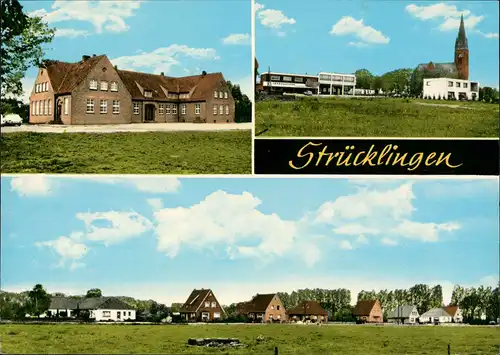 Strücklingen Strücklingen 3 Ansichten Mehrbildkarte Häuser & Strassen, 1975