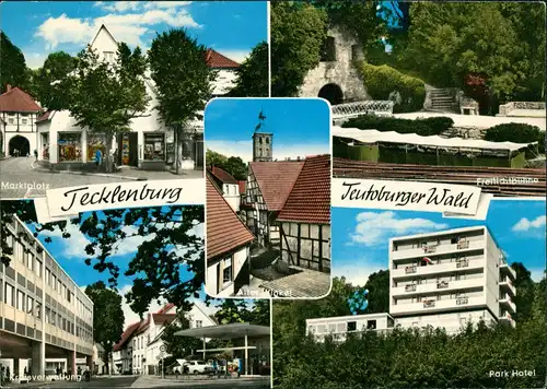 Tecklenburg   Marktplatz, Freilandbühne, Kreisverwaltung, Park-Hotel 1969