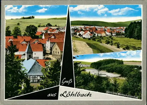 Löhlbach Gruss-aus-Mehrbild-AK 3 Ansichten ua. Wald-Schwimmbad 1979
