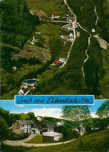 Eichenbach (Eifel) Anna Gemein Gemischtwaren AK mit Luftaufnahme des Dorfes 1980