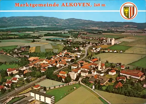 Ansichtskarte Alkoven Luftbild Überflugkarte der Marktgemeinde Alkoven 1980