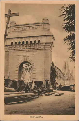Postcard Cernavodă WK1 zerstörte Brücke 1916