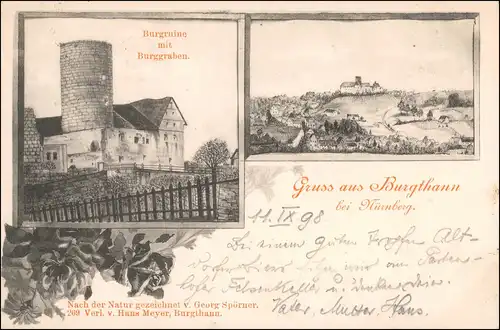 Ansichtskarte Burgthann Ruine und Stadt 1898