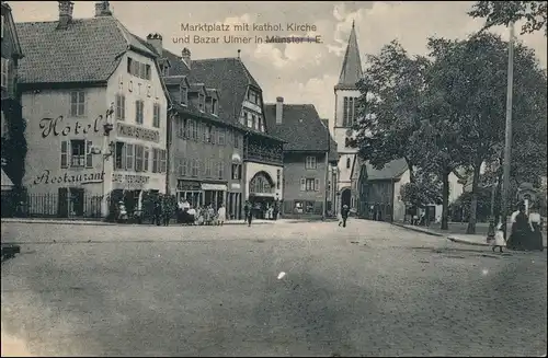 Münster (Elsass) Munster (Haut-Rhin) Marktplatz und Ulmer Bazar 1912